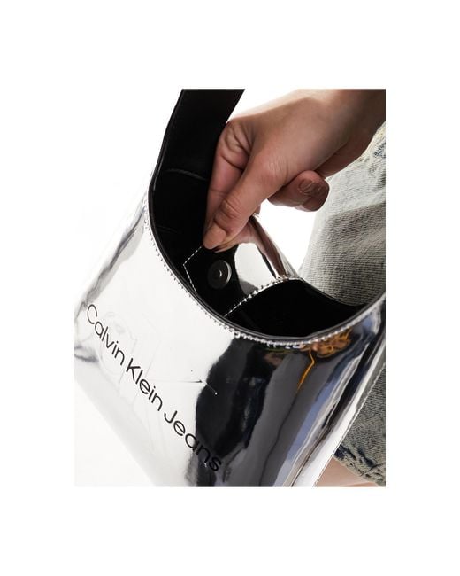 Calvin Klein White Sculpted Arc Shoulder Bag