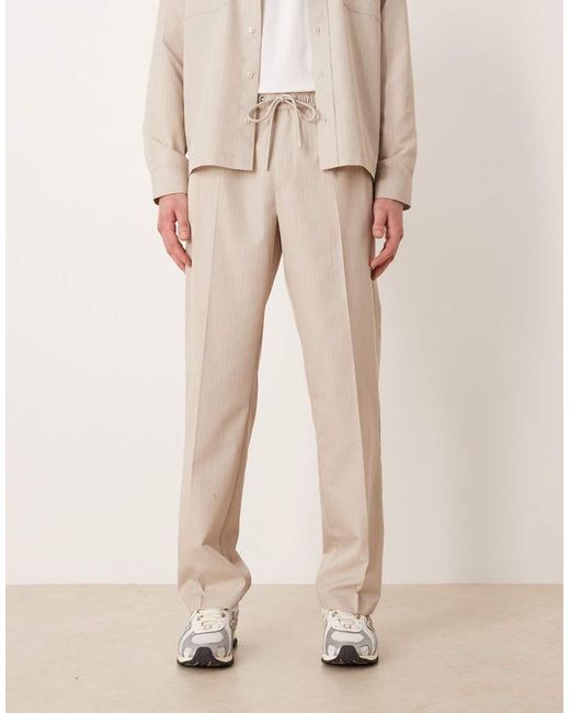 ASOS Natural Smart Regular Fit Stripe Pants for men