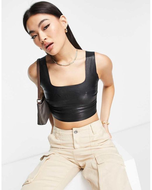 Commando Black Faux Leather Crop Top