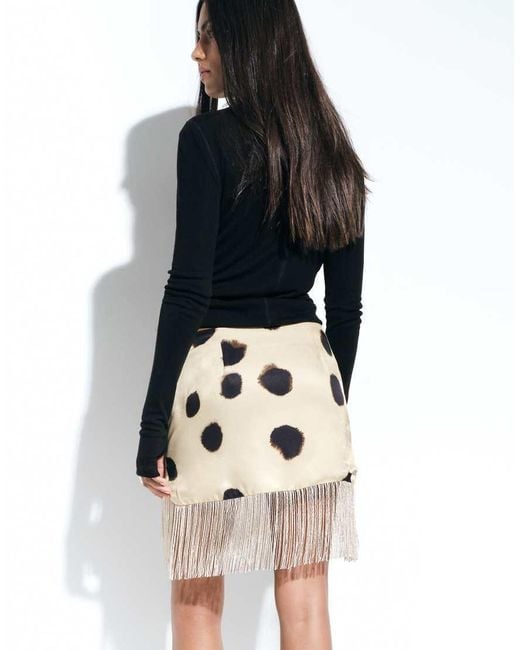 ASOS Black Satin Low Rise Fringe Mini Skirt