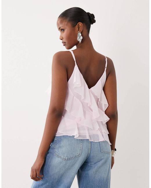 Vila White Ruffle Cami Top