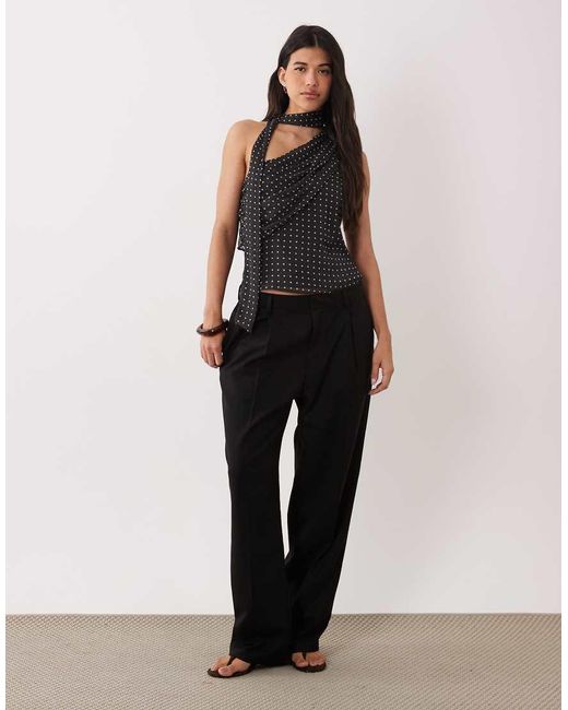 Y.A.S Black One Shoulder Ruched Scarf Top