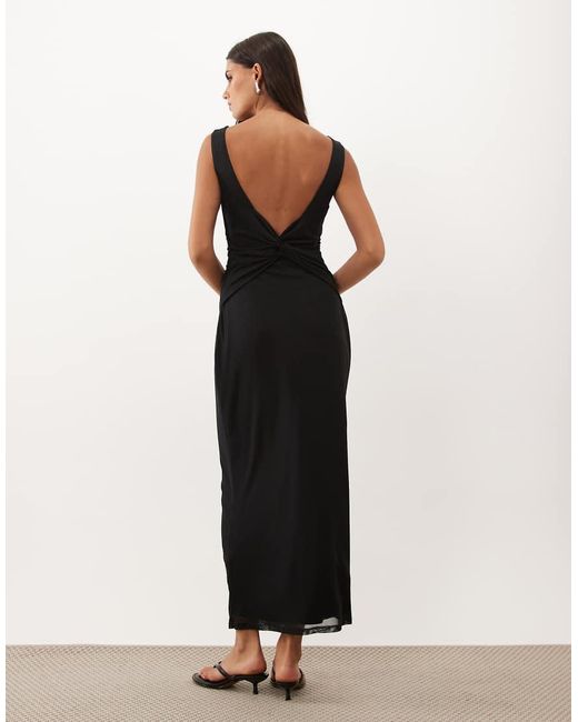Nobody's Child Black Margot Mesh Slash Neck Midi Dress