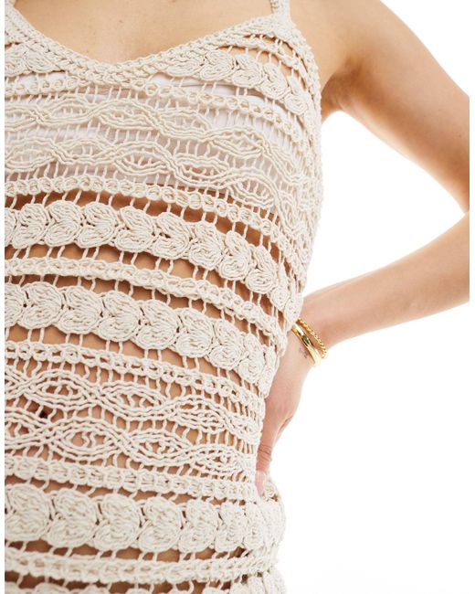 ASOS White Knitted Open Stitch Strappy Mini Dress