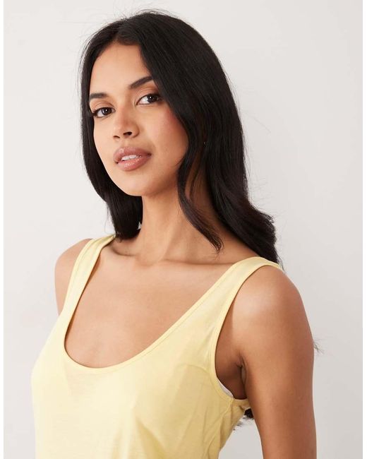 ASOS Natural Semi Sheer Plunge Scoop Neck Tank