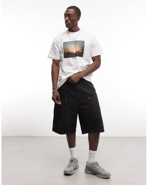 Carhartt White Og Double Knee Loose Fit Carpenter Shorts for men