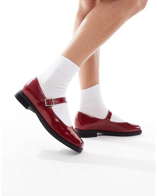 Merceditas Rojas Con Suela Gruesa Adeline De -Rojo London Rebel de color White