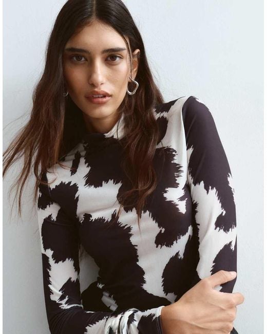 ARRANGE Multicolor Premium Mesh Printed Long Sleeve Top