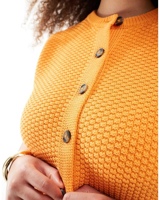 ASOS Orange Asos Design Curve Boxy Knitted Stitch Waistcoat With Button Detail