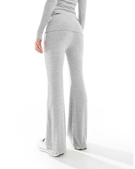 South Beach White Fold Over Flared Leggings
