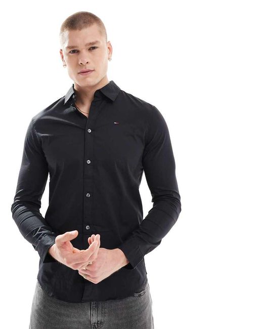 Tommy Hilfiger Black Slim Fit Stretch Shirt for men