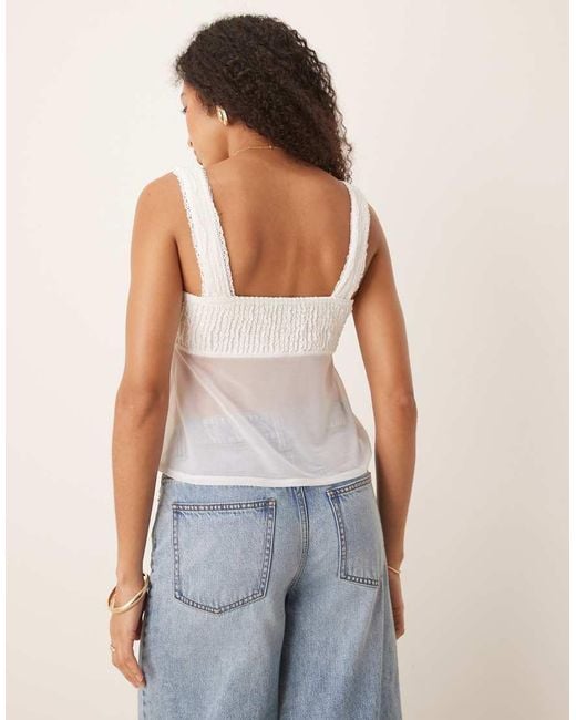 ASOS White Mesh Cami Top With Bow Detail