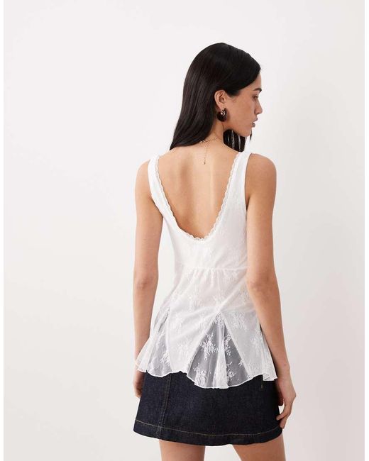 Cotton On White Elsie Babydoll Tank Top