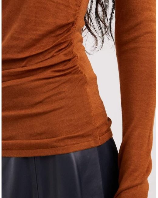 ASOS Gebreide Zachte Top Met Gerimpelde Zijkant in het Blue