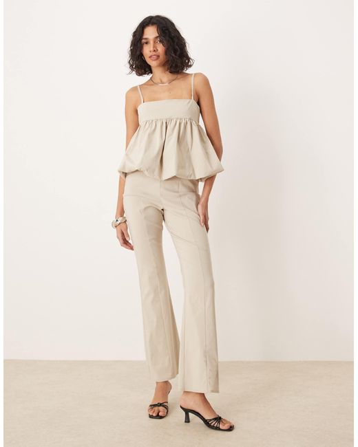 ASOS Natural Structured Peplum Jumpsuit