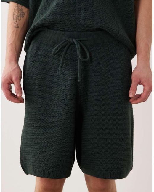 ASOS Black Wide Knitted Co-ord Shorts for men
