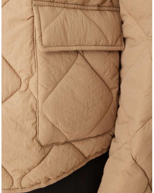 Gina Tricot Natural Quilted Jacket With Front Flap Pockets