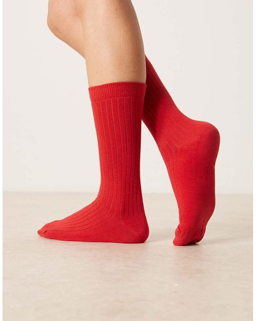 ASOS Superzachte Geribbelde Sokken in het Pink