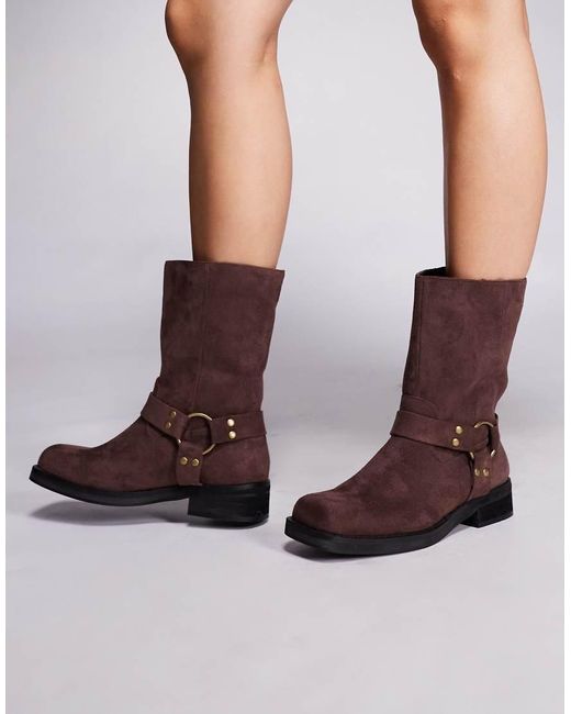 Public Desire Brown Sienna Biker Boots