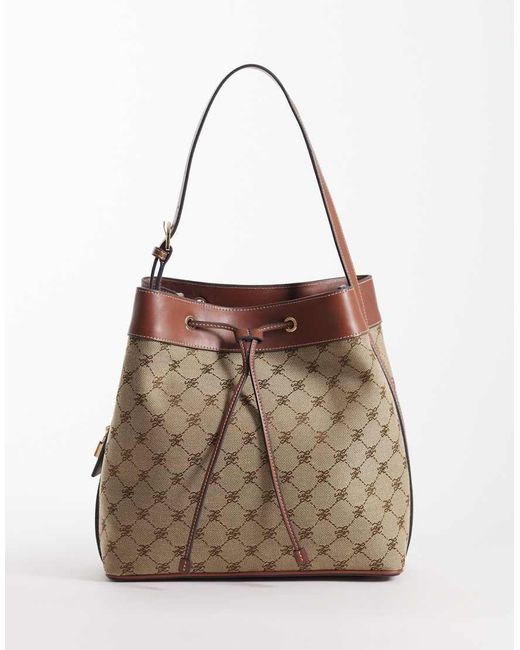 Borsa A Secchiello Con Monogramma Medio di Mango in Brown