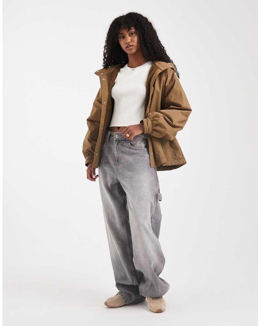 ASOS Oversized Regenjas Met Fleecevoering in het Multicolor
