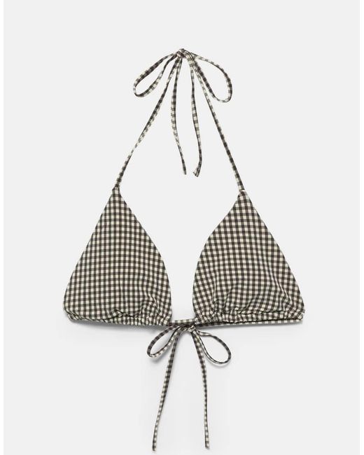 Top Bikini A Quadretti di Pull&Bear in Brown