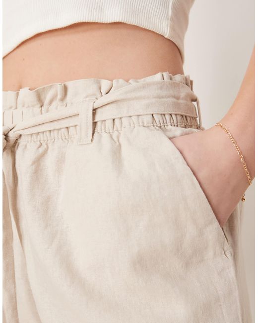 Jdy Natural Linen Mix Tie Waist Shorts