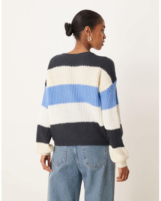 Pull en maille à rayures - bleu et crème Jdy en coloris Blue