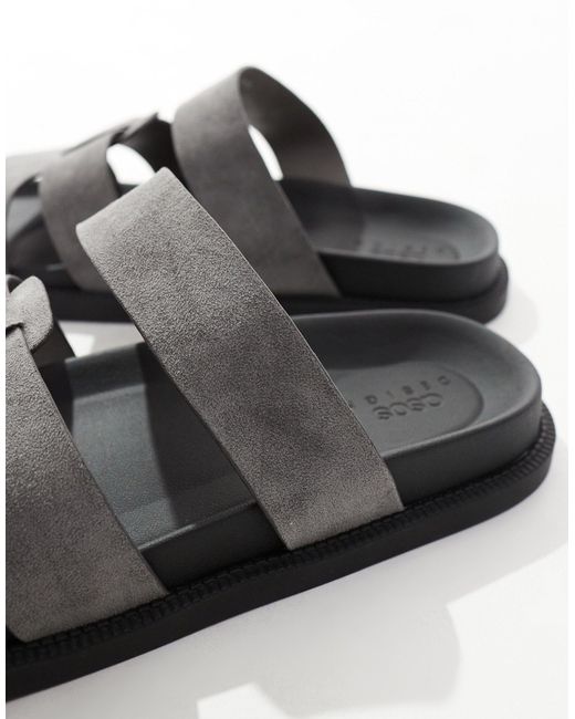 ASOS – sandalen aus em wildlederimitat in Black für Herren
