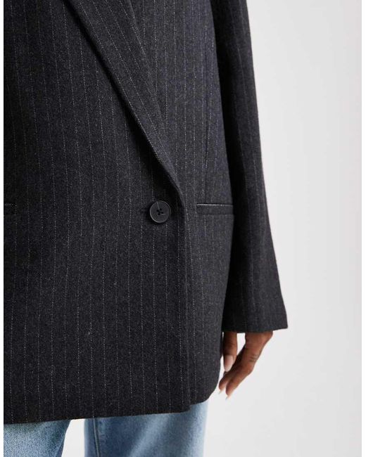 ASOS Black Asos Design Tall Wool Blend Pinstriped Formal Blazer