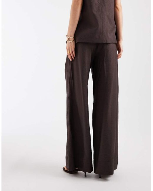 Object Brown Pleat Front Wide Leg Tailored Trouser Co-ord