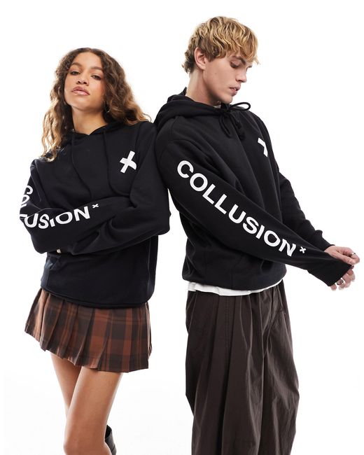 Sudadera con capucha y logo en unisex Collusion de color Black