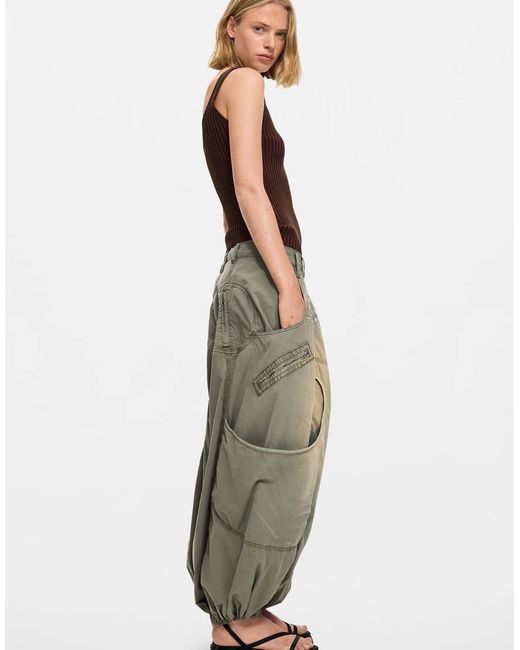Desigual Gray Fluid Cargo Pants