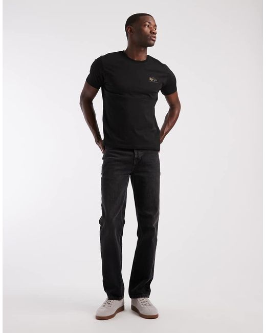 Alpha Industries Black Chest Logo T-shirt With Camo Print for men
