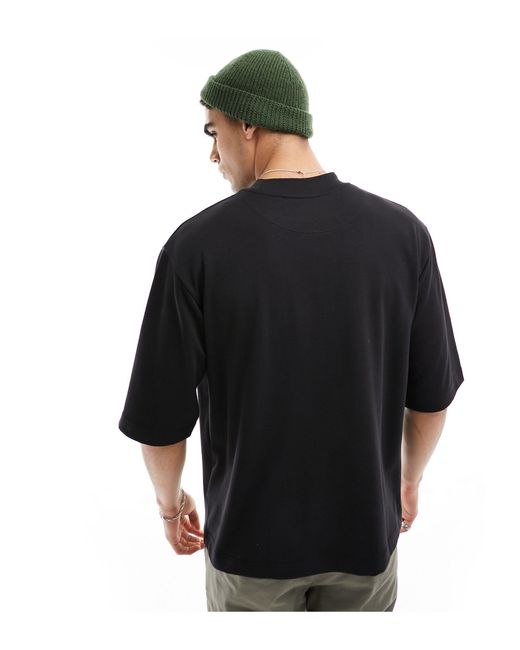 T-shirt accollata super oversize nera di Brave Soul in Black da Uomo