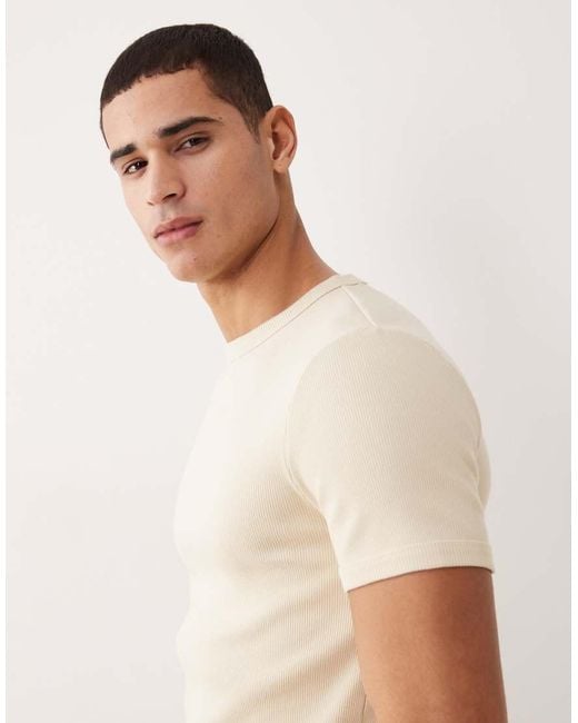 ASOS Natural Super Heavyweight Muscle Fit Rib T-shirt for men