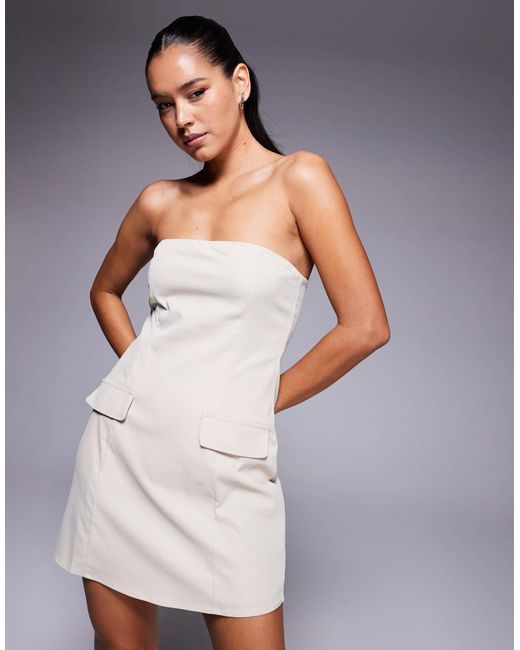 Princess Polly Gray Langdon Bandeau Structured Pocket Detail Mini Dress