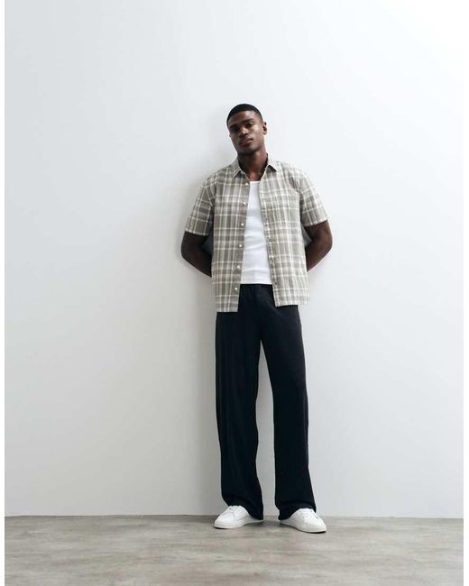ASOS Natural Regular Fit Check Shirt for men