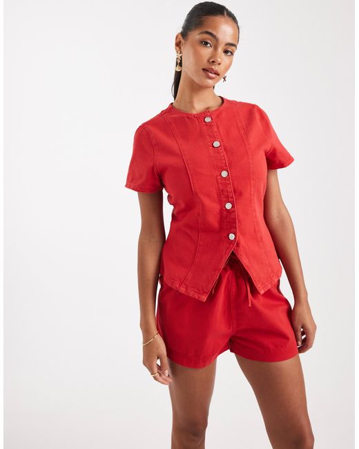 ASOS Red jogger Style Denim Pull On Short