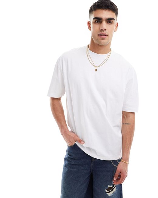 T-shirt bianca oversize con stampa artistica sul retro di ASOS in White da Uomo