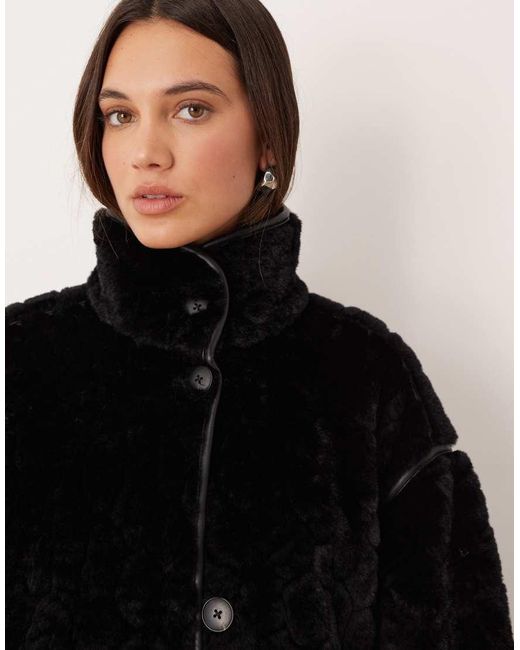 Gina Tricot Black Faux Fur Bonded Midi Coat