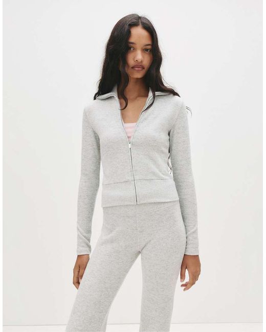 Pull&Bear Zacht Jack Met Rits in het White