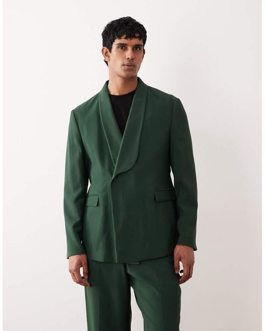 ASOS Green Double Breasted Wrap Regular Fit Suit Jacket for men