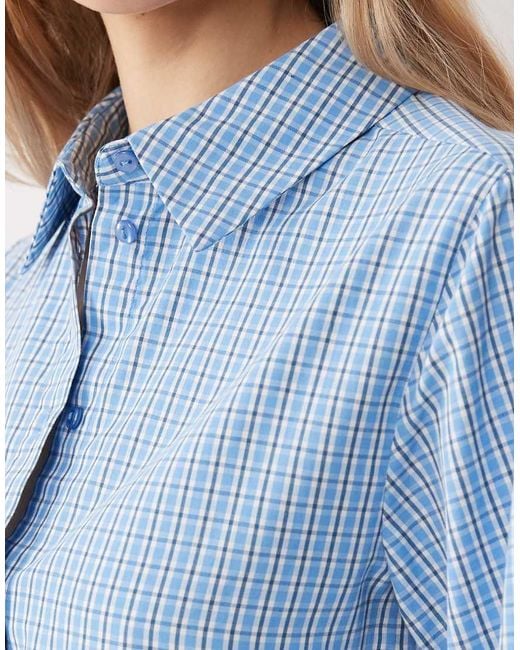 JJXX Blue Long Sleeve Poplin Shirt With Tie Detail