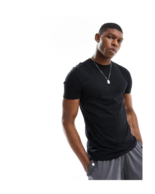 New Look Black Muscle Fit T-shirt for men