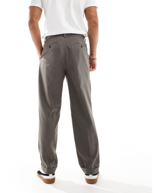 Pantaloni eleganti dritti marroni microtesturizzati di ASOS in Gray da Uomo