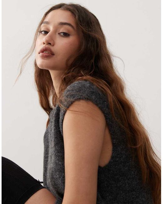 Weekday Red Kayla Wool Blend Knitted V Neck Vest Mini Dress