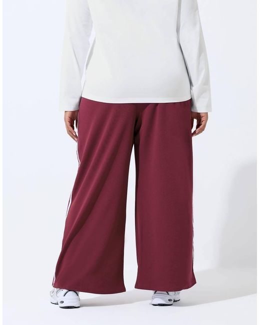 Yours Clothing White Side Stripe Wide Leg Trousers