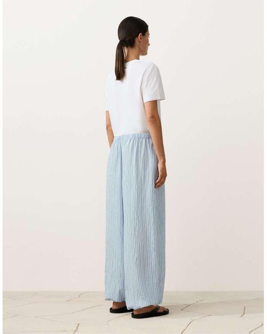 Oysho Blue Maxi Striped Bloomer Trousers