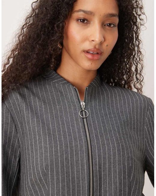 ASOS Gray Tailored Crop Zip Front Blazer